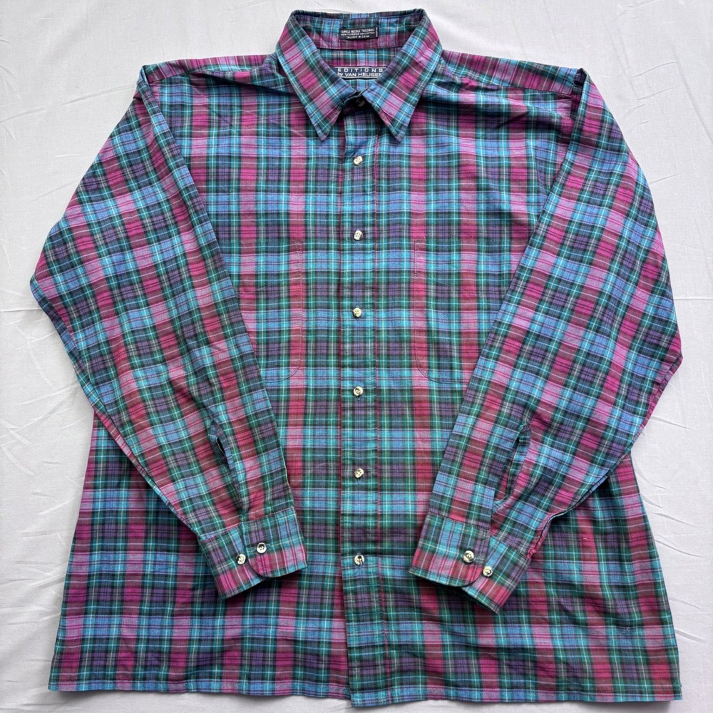 Editions by Van Heusen Mens Large Long Sleeve Plaid Button Down Shirt Multicolor